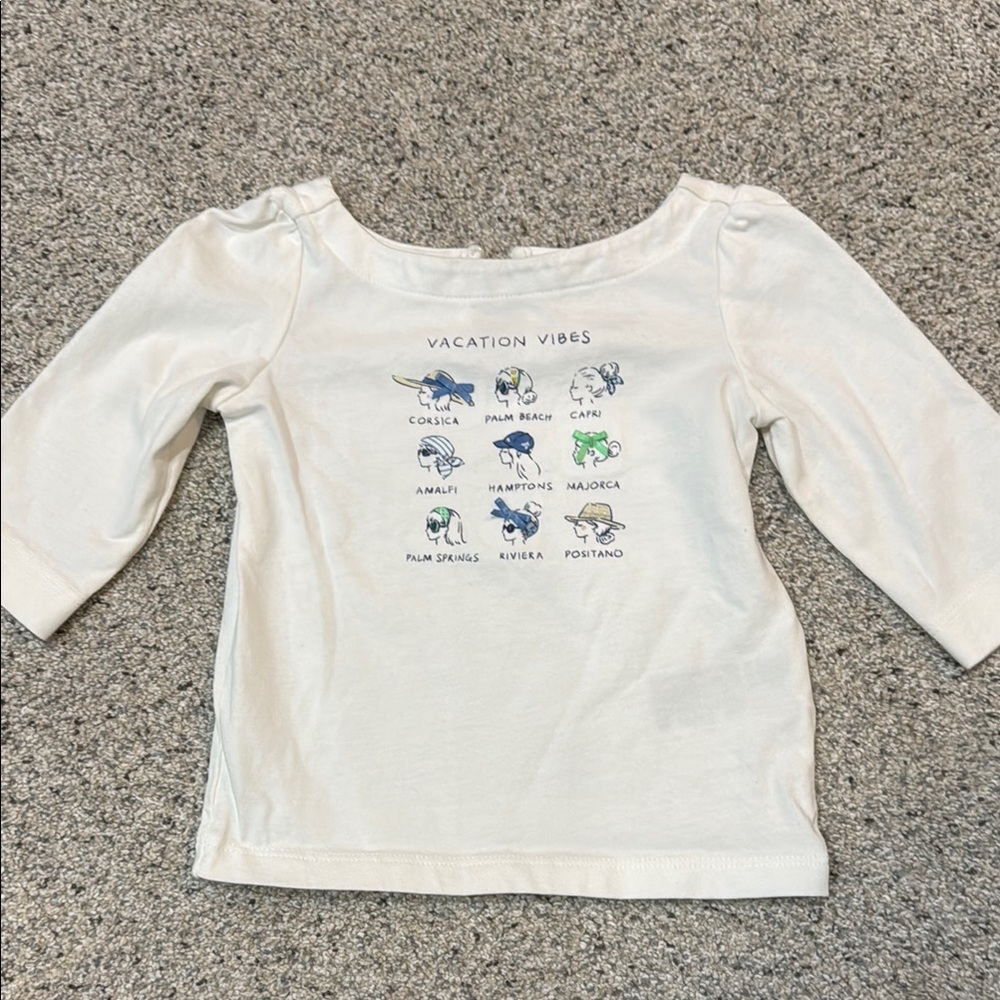 Janie and Jack White Long-Sleeve "Vacation Vibes" Graphic Tee